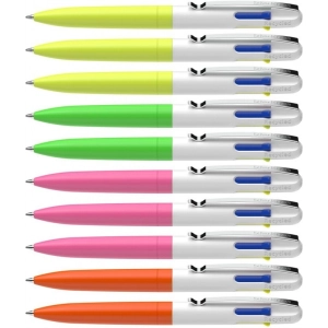 Długopis SCHNEIDER TAKE 4 Neon, M, 4 kolory wkładu, 10 szt., mix kolorów