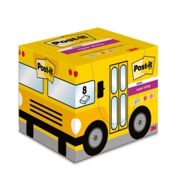 Karteczki samoprzylepne POST-IT Autobus szkolny, 63,5x76mm, 8x90 kart., mix kolorów