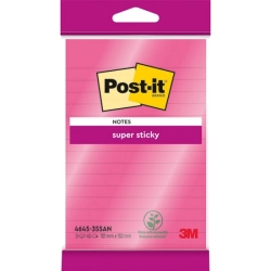 Karteczki samoprzylepne POST-IT Super Sticky XXL w linię, 101x152mm, 45 kart., różowe