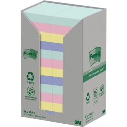 Karteczki samoprzylepne POST-IT ekologiczne NATURE pastelowe 38x51mm 24x100 kart.