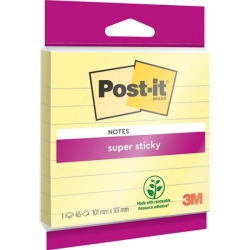 Karteczki samoprzylepne POST-IT Super Sticky XL w linię, 101x101mm, 45 kart., żółte