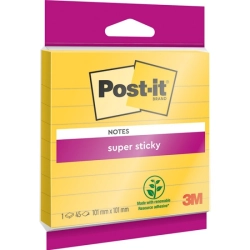 Karteczki samoprzylepne POST-IT Super Sticky XL w linię, 101x101mm, 45 kart., żółte