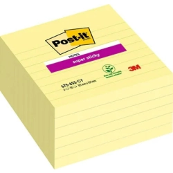 Karteczki samoprzylepne POST-IT Super Sticky XL, w linie 675-SS6-CY, 101x101mm, 6x90 kart., żółte