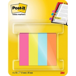 Zakładki indeksujące POST-IT 670-4POP-EU, papier, 12,7x44,4mm, 4x50 kart., mix kolorów neon