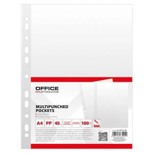 Koszulki OFFICE PRODUCTS A4 krystaliczne 45mic. op.100