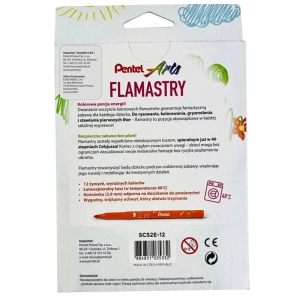 Flamastry PENTEL spieralne kpl. 12 kolorów SES2E-12-281406