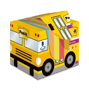 Karteczki samoprzylepne POST-IT Autobus szkolny, 63,5x76mm, 8x90 kart., mix kolorów-281823