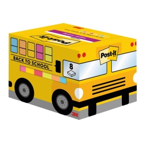 Karteczki samoprzylepne POST-IT Autobus szkolny, 63,5x76mm, 8x90 kart., mix kolorów-281825