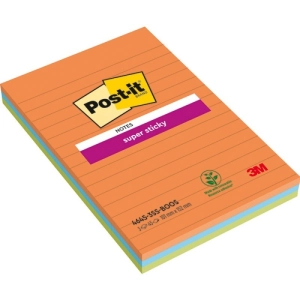 Karteczki samoprzylepne POST-IT Super Sticky XXL, BOOST, w linię, 101x152mm, 3x45 kart.