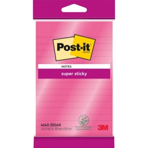 Karteczki samoprzylepne POST-IT Super Sticky XXL w linię, 101x152mm, 45 kart., różowe