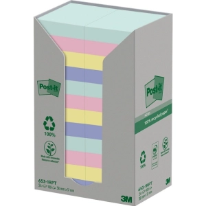 Karteczki samoprzylepne POST-IT ekologiczne NATURE pastelowe 38x51mm 24x100 kart.