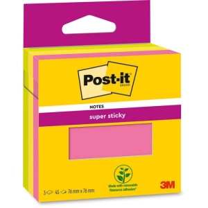 Karteczki samoprzylepne POST-IT Super Sticky, 3x45 kart., mix kolorów
