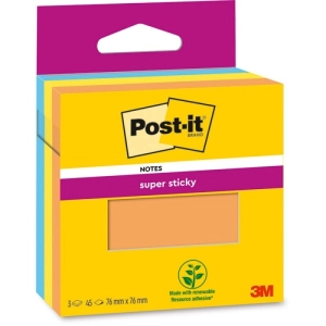 Karteczki samoprzylepne POST-IT Super Sticky, 76x76mm, 3x45 kart., pomarańczowe