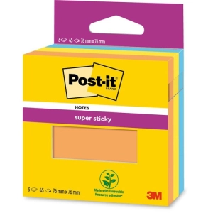 Karteczki samoprzylepne POST-IT Super Sticky, 76x76mm, 3x45 kart., pomarańczowe-281922