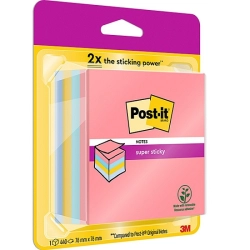 Karteczki samoprzylepne POST-IT Super Sticky 2028-SS-RBWC, 76x76mm, 1x440 kart., mix kolorów