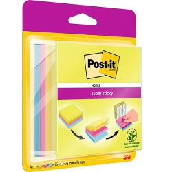 Karteczki POST-IT Super Sticky (2014-SC-BYFG)76x76mm 4x75 kart. mix kolorów-628333
