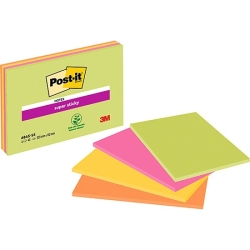 Karteczki POST-IT Super Sticky (6845-SSP), 200x149mm, 4x45 kart., mix kolorów-625413