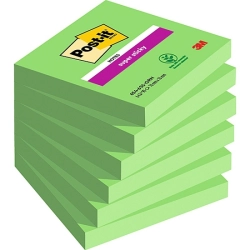 Karteczki POST-IT Super Sticky (654-6SS-AW), 76x76mm, 1x90 kartek, zielony-625373