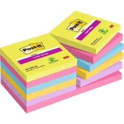 Karteczki POST-IT Super Sticky (654 -12SSUC), 76x76mm, 1x90 kart., neonowe-625412