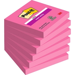 Karteczki POST-IT Super sticky, (654-6SS-PNK), 76x76mm, 1x90 kart., fuksja-626238