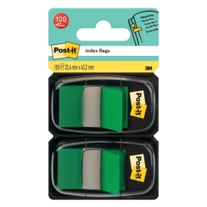 Zakładki indeksujące POST-IT (680-G2EU), PP, 25x43mm, 2x50 kart., zielone-627102