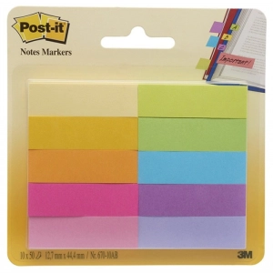 Zakładki indeksujące POST-IT 670-10AB papier 12,7x44,4mm 10x50 kart. mix kolorów