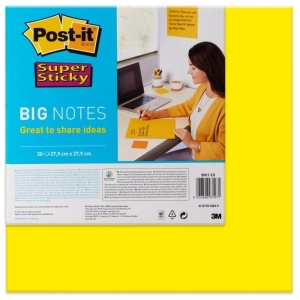 Karteczki POST-IT Super Sticky Big Notes (BN11 -EU), 280x280mm,1x30 kart., żółty-627153