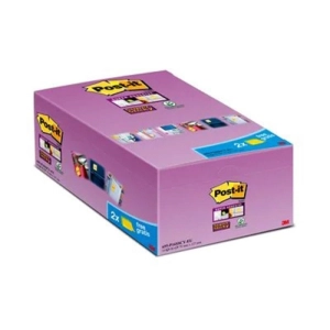 Karteczki samoprzylepne POST-IT Super Sticky 655-P16SSCY-EU, 127x76mm, 16x90 kart., żółte, 2 bloczki GRATIS
