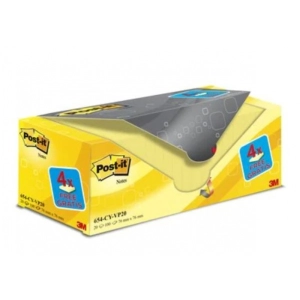 Karteczki samoprzylepne POST-IT 654CY-VP20, 76x76mm, 16+4x100 kart., żółte, 4 bloczki GRATIS