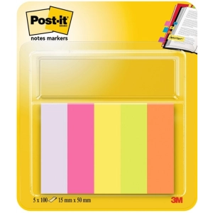 Zakładki indeksujące POST-IT 670/5 papier 15x50mm 5x100 kart. mix kolorów neonowy-630139