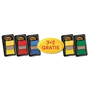 Zakładki indeksujące POST-IT 680-P5 zestaw promocyjny, 25,4x43,2mm, 3x50 + 2x50 GRATIS, mix kolorów