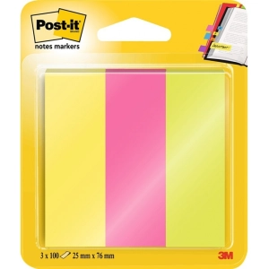 Zakładki indeksujące POST-IT (671/3), papier, 26x76mm, 3x100 kart., mix kolorów-628279