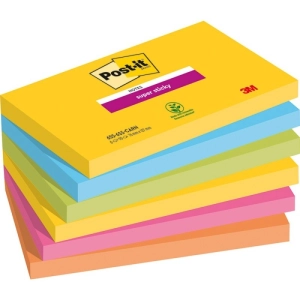 Karteczki samoprzylepne POST-IT Super Sticky, CARNIVAL, 76x127mm, 6x90 kart.