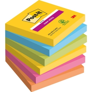 Karteczki samoprzylepne POST-IT Super Sticky, CARNIVAL, 76x76mm, 6x90 kart.