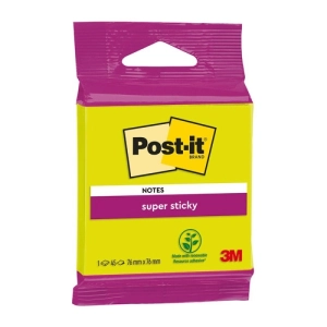 Karteczki samoprzylepne POST-IT Super Sticky, 76x76mm, 45 kart., mix kolorów-282648