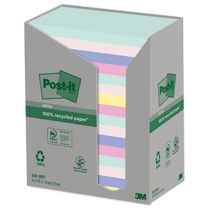 Karteczki samoprzylepne POST-IT ekologiczne NATURE pastelowe 76x127mm 16x100 kart.