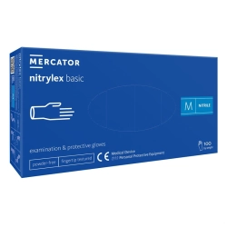 Rękawiczki nitrylowe MERCATOR nitrylex basic op.100 rozmiar L - niebieskie