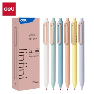 Długopis żelowy DELI Super Smooth Linfini EG338-BK op.12 - czarny wkład-283397