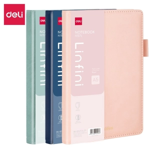 Notes DELI Linfini EN157L A5 144 kartki linie w skórzanej oprawie-283490
