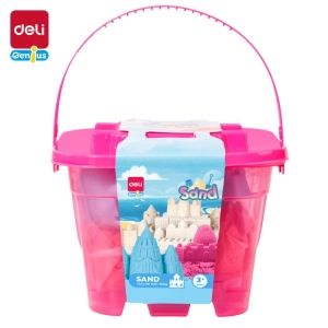 Piasek sensoryczny DELI EY013 w wiaderku 6 foremek - różowy-283572