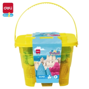 Piasek sensoryczny DELI EY013 w wiaderku 6 foremek - żółty-283581