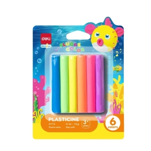 Plastelina DELI fluorescencyjne kolory  EH713 6 kolorów