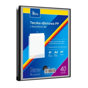 Teczka z koszulkami TETIS A4 PP 40 koszulek - czarna BT630-V40