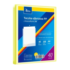 Teczka z koszulkami TETIS A4 PP 40 koszulek - żółta BT630-Y40
