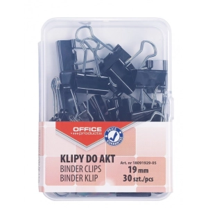 Klipy do papieru OFFICE PRODUCTS pudełko PP 19mm 30szt. czarne-359963