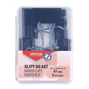 Klipy do papieru OFFICE PRODUCTS pudełko PP 41mm 6szt. czarne-619823