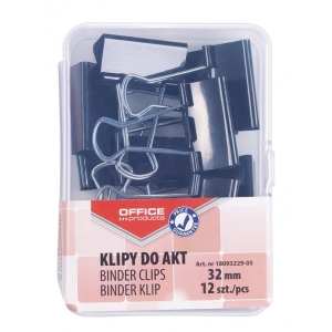 Klipy do papieru OFFICE PRODUCTS pudełko PP 32mm 12szt. czarne-619821