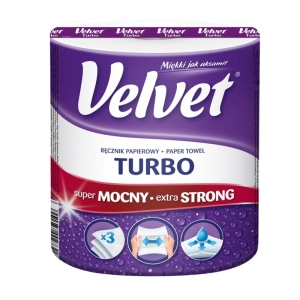 Ręcznik w roli VELVET Turbo 3-warstwowy 300 listków biały celuloza-630622