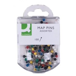 Szpilki Q-CONNECT 4x20mm w plastikowym pudełku mix kolorów