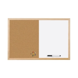 Tablica korkowa i suchościeralna BI-OFFICE Combo 60x40cm rama drewniana